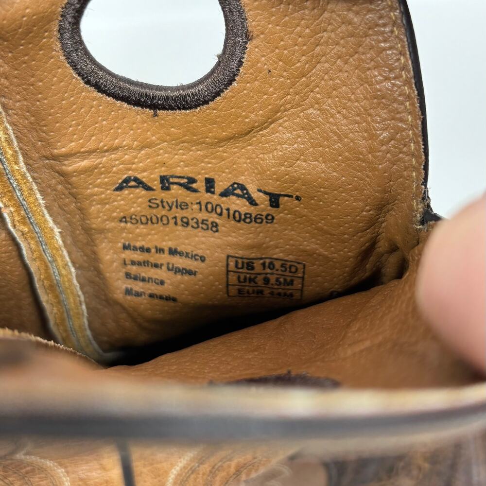 Ariat Heritage Roughstock Boots Mens 10.5 Square Toe Western Cowboy Brwn Leather - Picture 6 of 14